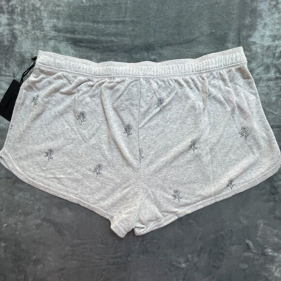 PJ Salvage Shorts Womens Large Pale Pink Black Roses Drawstring Comfy Lounge - Picture 4 of 6